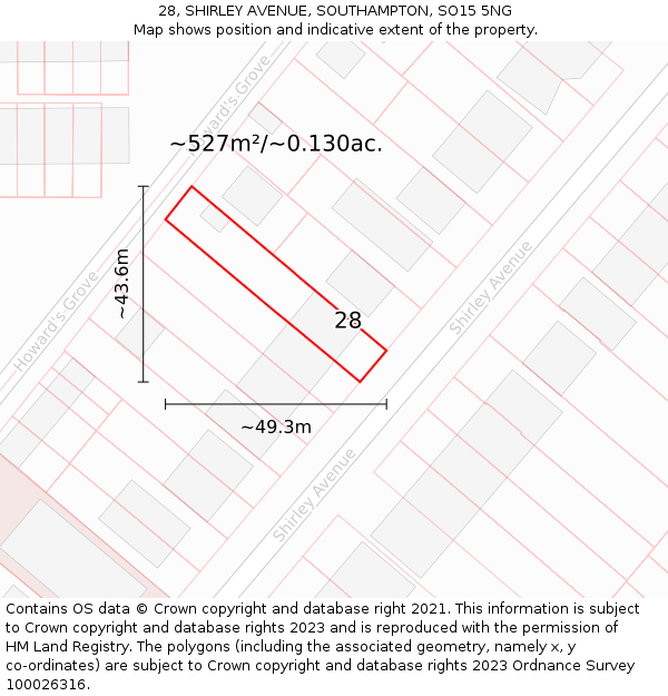 28, SHIRLEY AVENUE, SOUTHAMPTON, SO15 5NG: Plot and title map