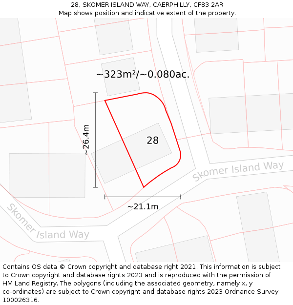 28, SKOMER ISLAND WAY, CAERPHILLY, CF83 2AR: Plot and title map