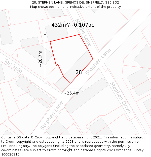 28, STEPHEN LANE, GRENOSIDE, SHEFFIELD, S35 8QZ: Plot and title map