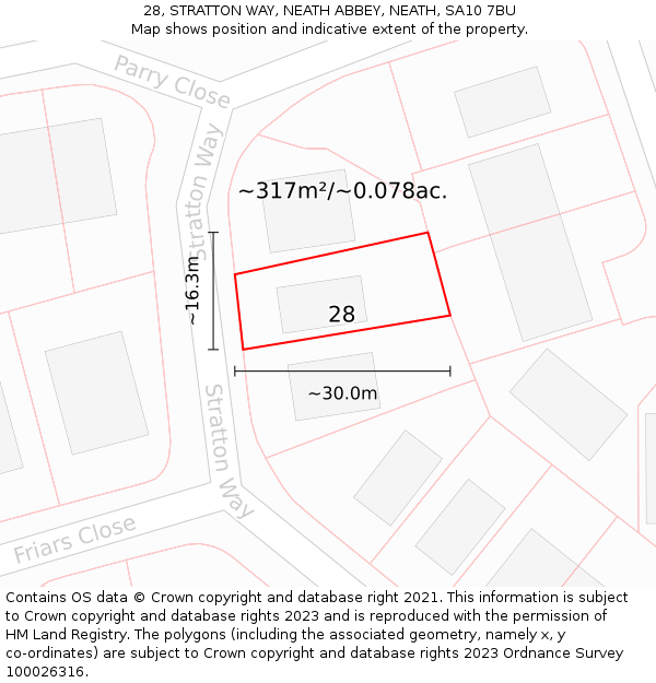 28, STRATTON WAY, NEATH ABBEY, NEATH, SA10 7BU: Plot and title map