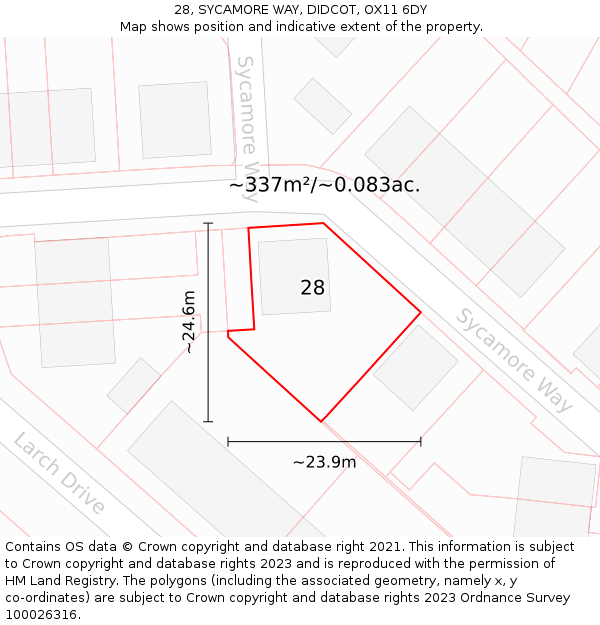 28, SYCAMORE WAY, DIDCOT, OX11 6DY: Plot and title map