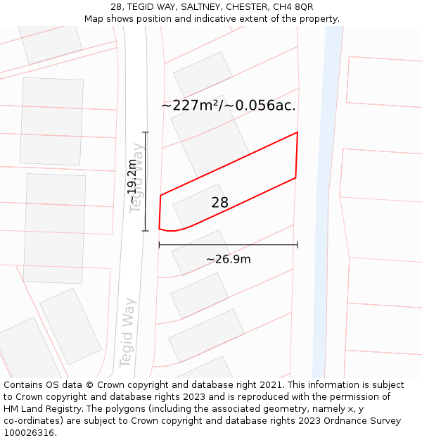 28, TEGID WAY, SALTNEY, CHESTER, CH4 8QR: Plot and title map