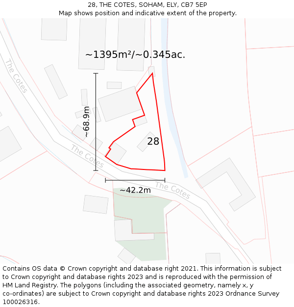 28, THE COTES, SOHAM, ELY, CB7 5EP: Plot and title map