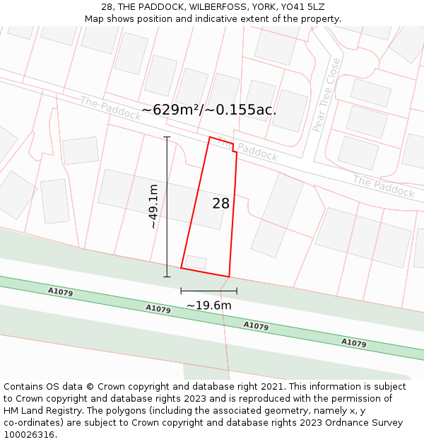 28, THE PADDOCK, WILBERFOSS, YORK, YO41 5LZ: Plot and title map