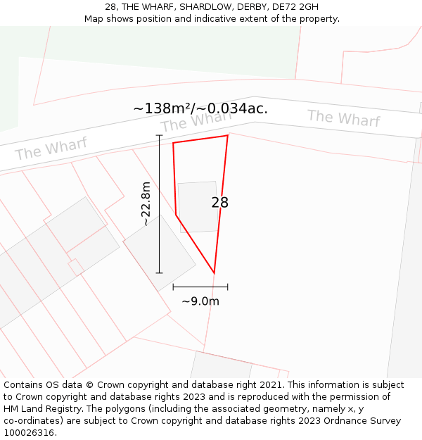 28, THE WHARF, SHARDLOW, DERBY, DE72 2GH: Plot and title map