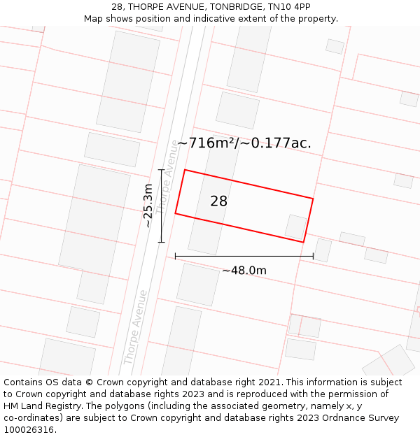 28, THORPE AVENUE, TONBRIDGE, TN10 4PP: Plot and title map