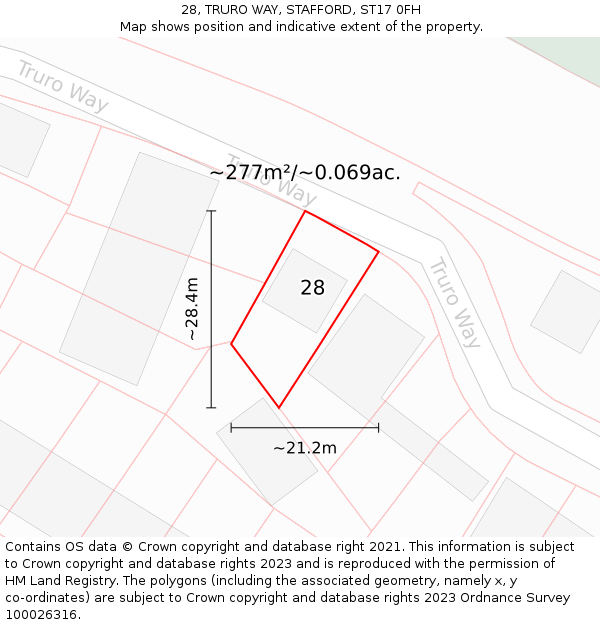 28, TRURO WAY, STAFFORD, ST17 0FH: Plot and title map