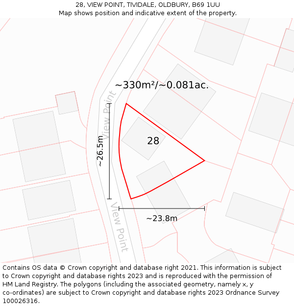 28, VIEW POINT, TIVIDALE, OLDBURY, B69 1UU: Plot and title map