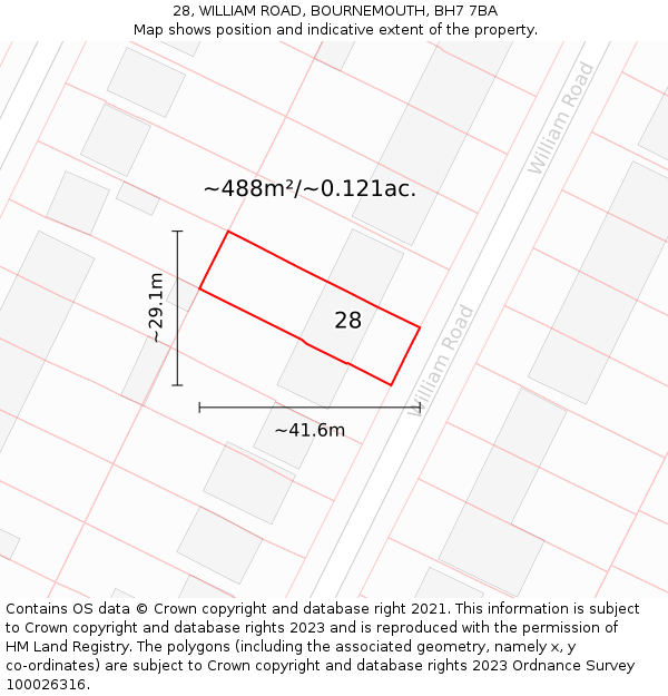 28, WILLIAM ROAD, BOURNEMOUTH, BH7 7BA: Plot and title map