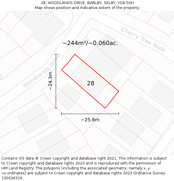 28, WOODLANDS DRIVE, BARLBY, SELBY, YO8 5XH: Plot and title map