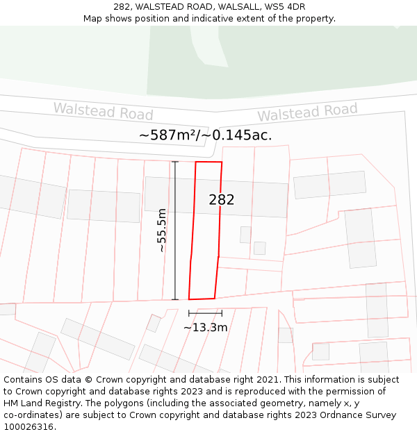 282, WALSTEAD ROAD, WALSALL, WS5 4DR: Plot and title map