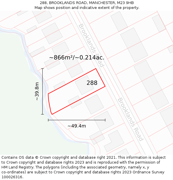 288, BROOKLANDS ROAD, MANCHESTER, M23 9HB: Plot and title map
