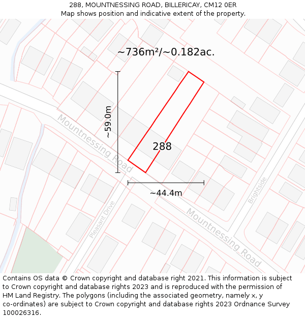 288, MOUNTNESSING ROAD, BILLERICAY, CM12 0ER: Plot and title map
