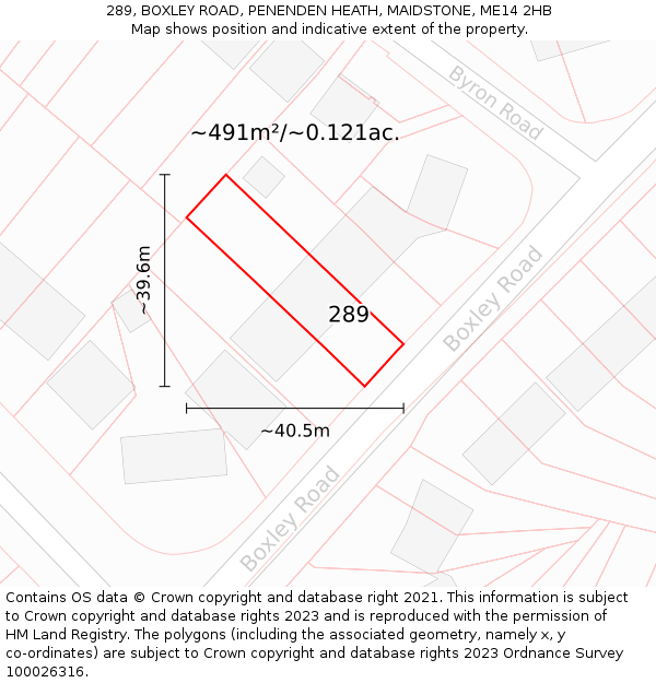 289, BOXLEY ROAD, PENENDEN HEATH, MAIDSTONE, ME14 2HB: Plot and title map