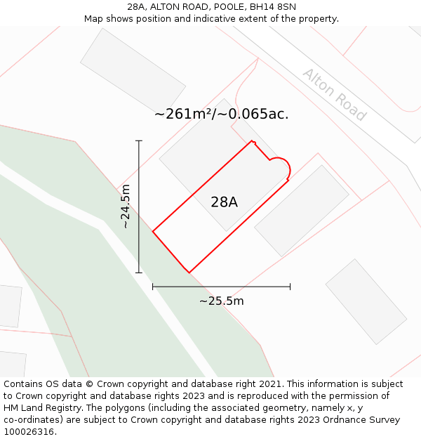 28A, ALTON ROAD, POOLE, BH14 8SN: Plot and title map