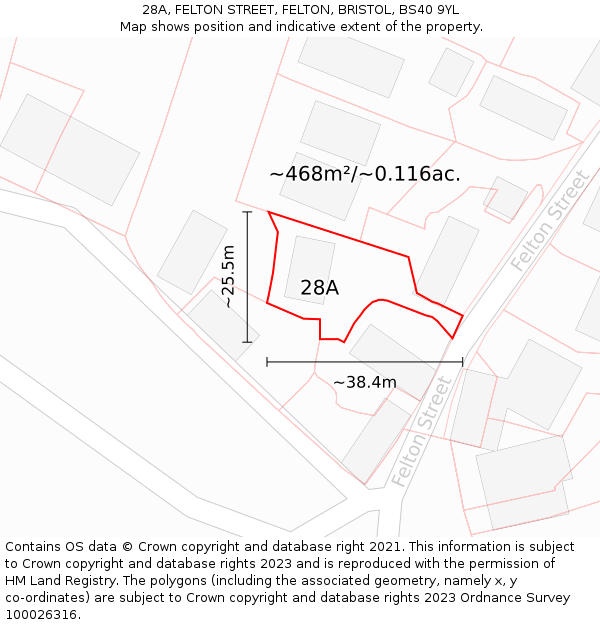 28A, FELTON STREET, FELTON, BRISTOL, BS40 9YL: Plot and title map