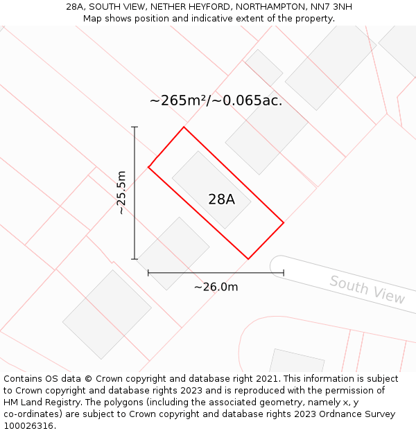 28A, SOUTH VIEW, NETHER HEYFORD, NORTHAMPTON, NN7 3NH: Plot and title map
