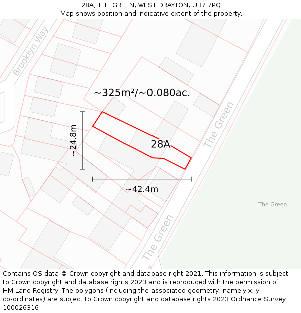 28A, THE GREEN, WEST DRAYTON, UB7 7PQ: Plot and title map