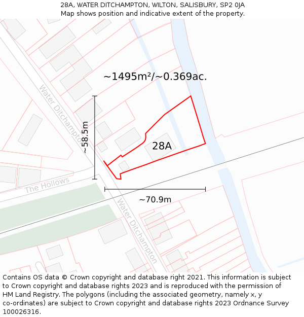 28A, WATER DITCHAMPTON, WILTON, SALISBURY, SP2 0JA: Plot and title map