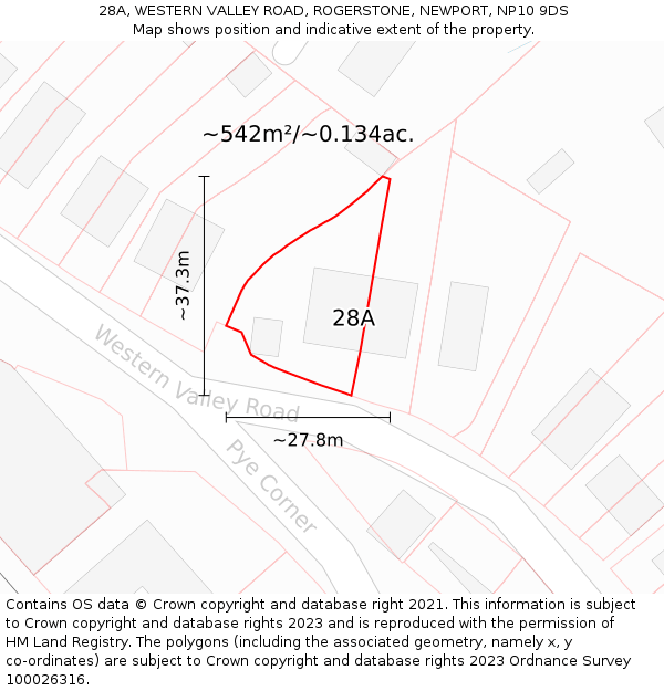 28A, WESTERN VALLEY ROAD, ROGERSTONE, NEWPORT, NP10 9DS: Plot and title map