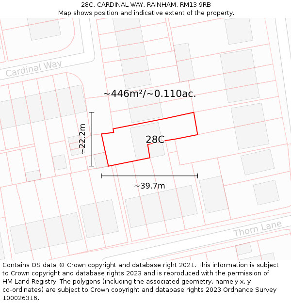 28C, CARDINAL WAY, RAINHAM, RM13 9RB: Plot and title map