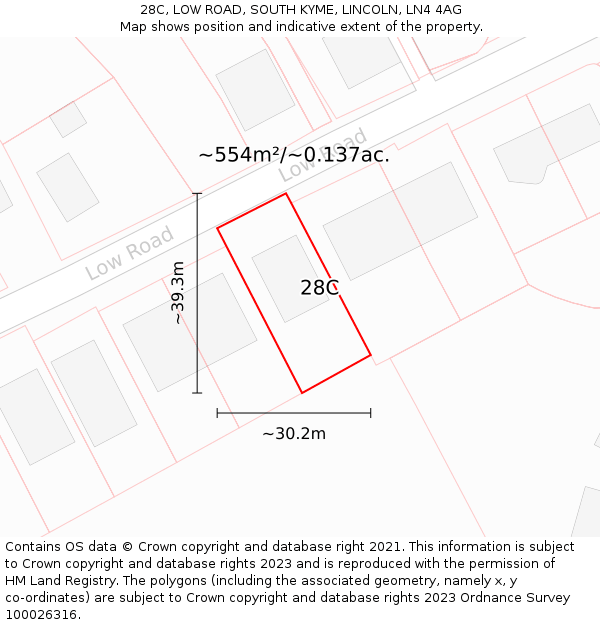 28C, LOW ROAD, SOUTH KYME, LINCOLN, LN4 4AG: Plot and title map