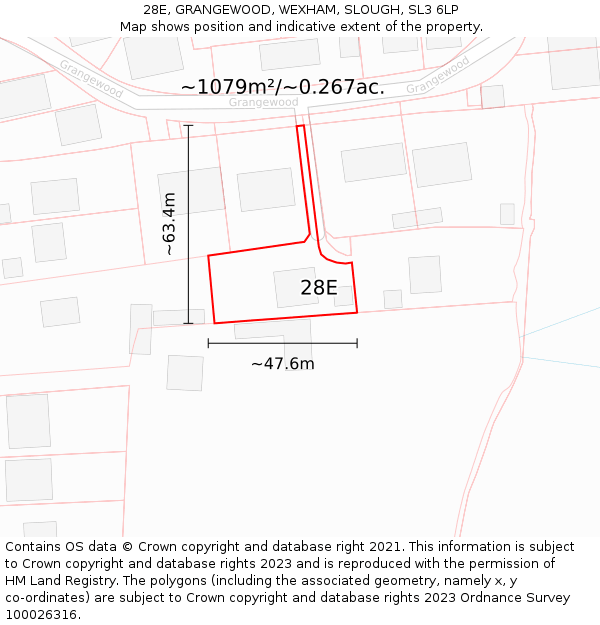 28E, GRANGEWOOD, WEXHAM, SLOUGH, SL3 6LP: Plot and title map