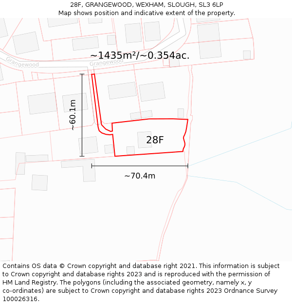 28F, GRANGEWOOD, WEXHAM, SLOUGH, SL3 6LP: Plot and title map