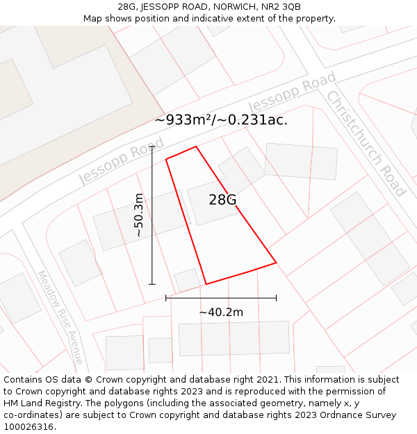 28G, JESSOPP ROAD, NORWICH, NR2 3QB: Plot and title map