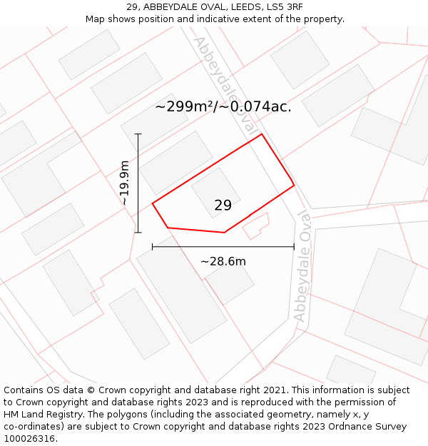 29, ABBEYDALE OVAL, LEEDS, LS5 3RF: Plot and title map