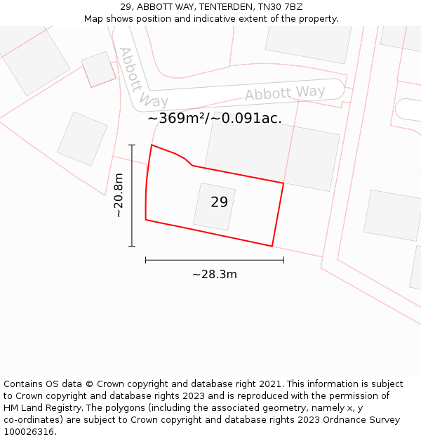 29, ABBOTT WAY, TENTERDEN, TN30 7BZ: Plot and title map