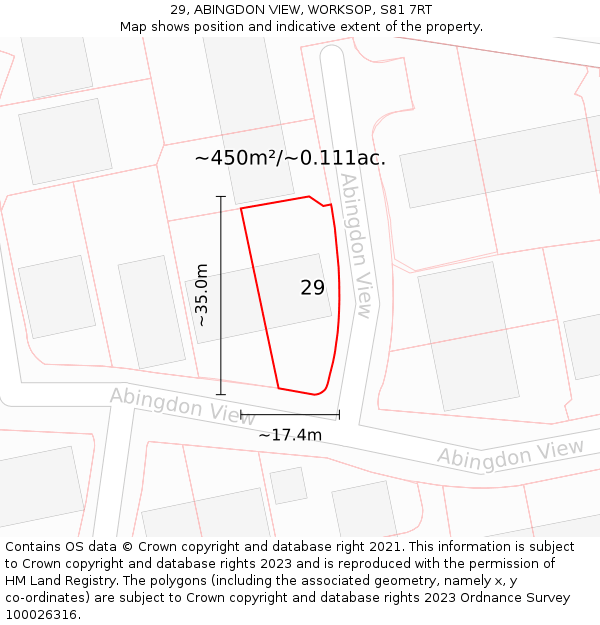 29, ABINGDON VIEW, WORKSOP, S81 7RT: Plot and title map
