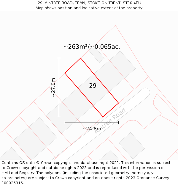 29, AINTREE ROAD, TEAN, STOKE-ON-TRENT, ST10 4EU: Plot and title map
