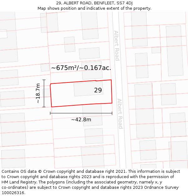 29, ALBERT ROAD, BENFLEET, SS7 4DJ: Plot and title map