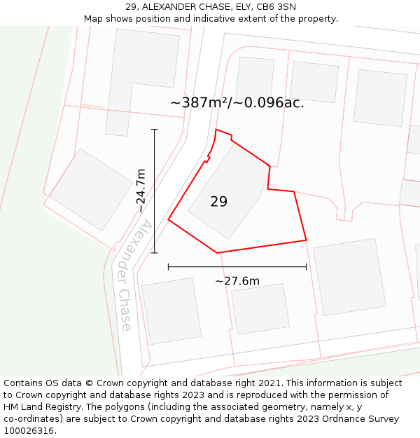 29, ALEXANDER CHASE, ELY, CB6 3SN: Plot and title map
