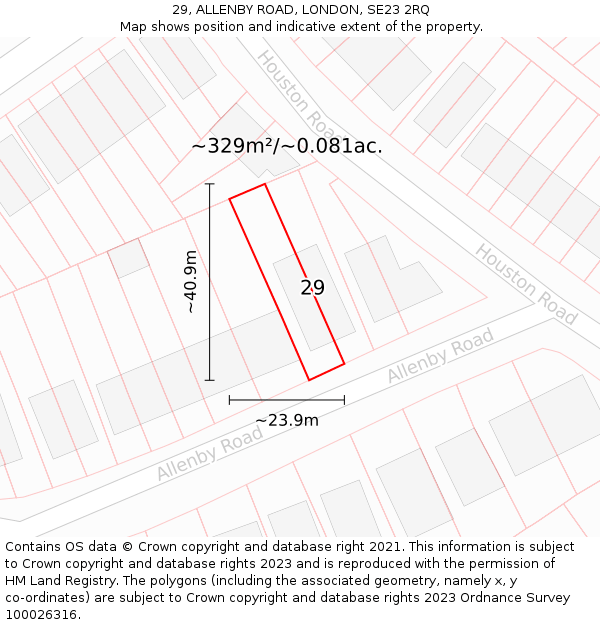 29, ALLENBY ROAD, LONDON, SE23 2RQ: Plot and title map