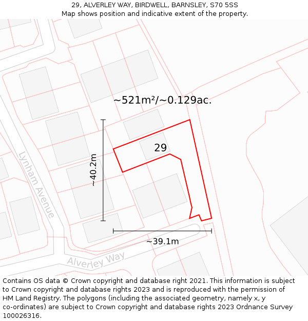 29, ALVERLEY WAY, BIRDWELL, BARNSLEY, S70 5SS: Plot and title map