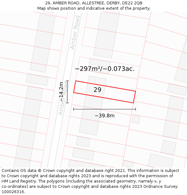 29, AMBER ROAD, ALLESTREE, DERBY, DE22 2QB: Plot and title map