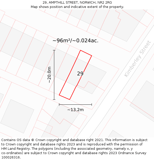 29, AMPTHILL STREET, NORWICH, NR2 2RG: Plot and title map