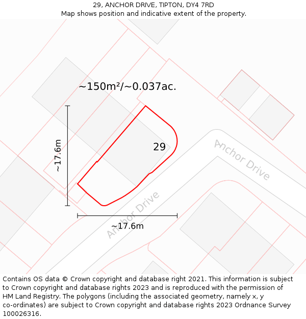 29, ANCHOR DRIVE, TIPTON, DY4 7RD: Plot and title map