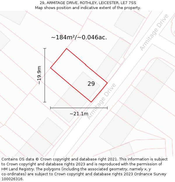 29, ARMITAGE DRIVE, ROTHLEY, LEICESTER, LE7 7SS: Plot and title map
