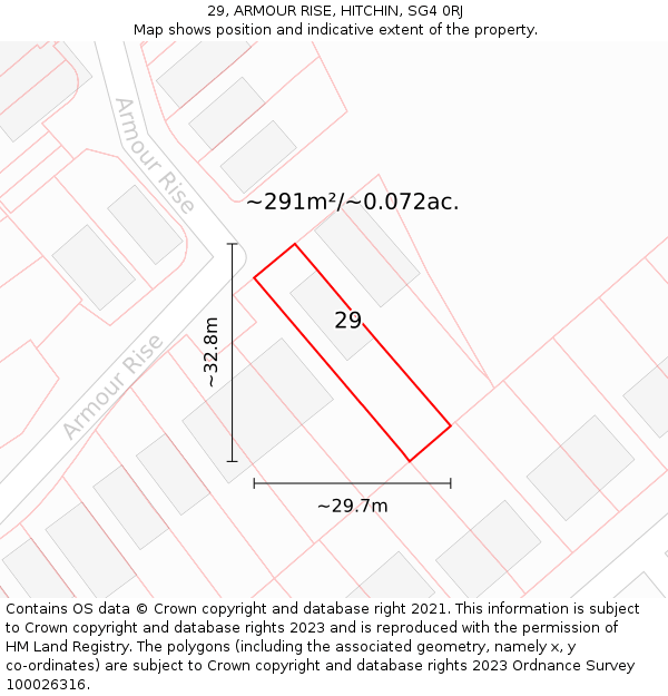 29, ARMOUR RISE, HITCHIN, SG4 0RJ: Plot and title map