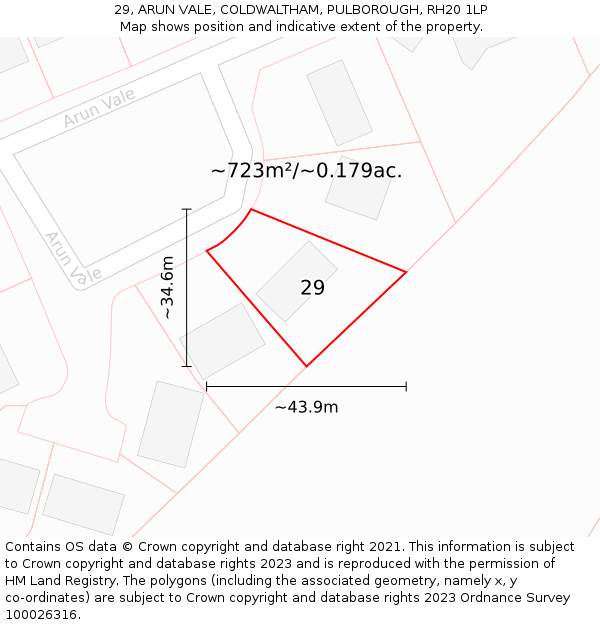 29, ARUN VALE, COLDWALTHAM, PULBOROUGH, RH20 1LP: Plot and title map
