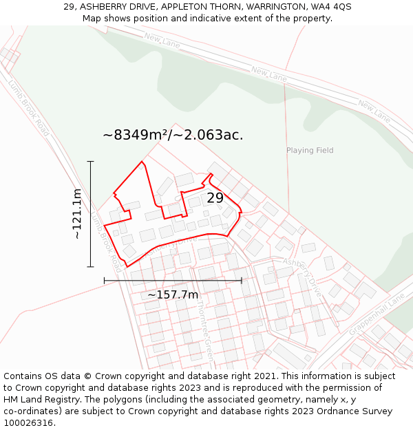 29, ASHBERRY DRIVE, APPLETON THORN, WARRINGTON, WA4 4QS: Plot and title map