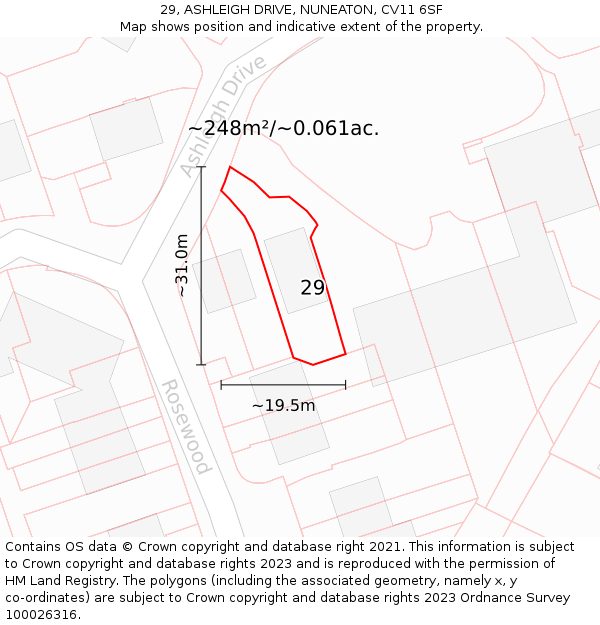 29, ASHLEIGH DRIVE, NUNEATON, CV11 6SF: Plot and title map