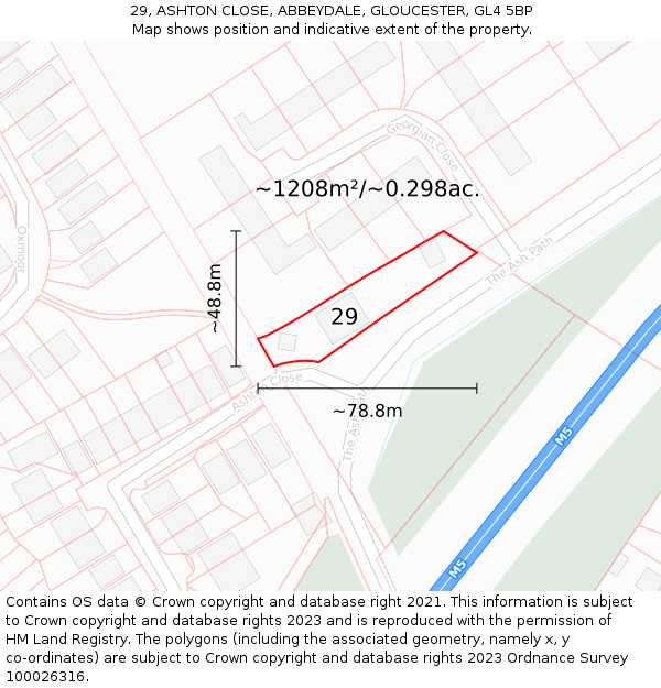 29, ASHTON CLOSE, ABBEYDALE, GLOUCESTER, GL4 5BP: Plot and title map