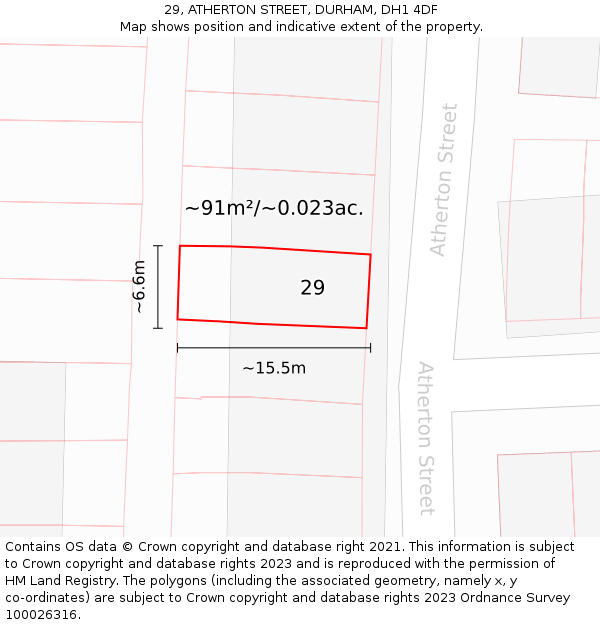 29, ATHERTON STREET, DURHAM, DH1 4DF: Plot and title map