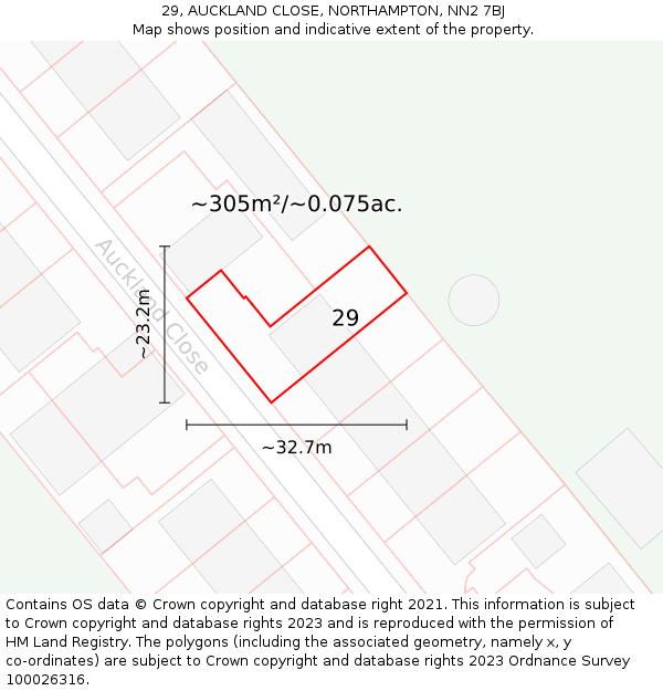 29, AUCKLAND CLOSE, NORTHAMPTON, NN2 7BJ: Plot and title map