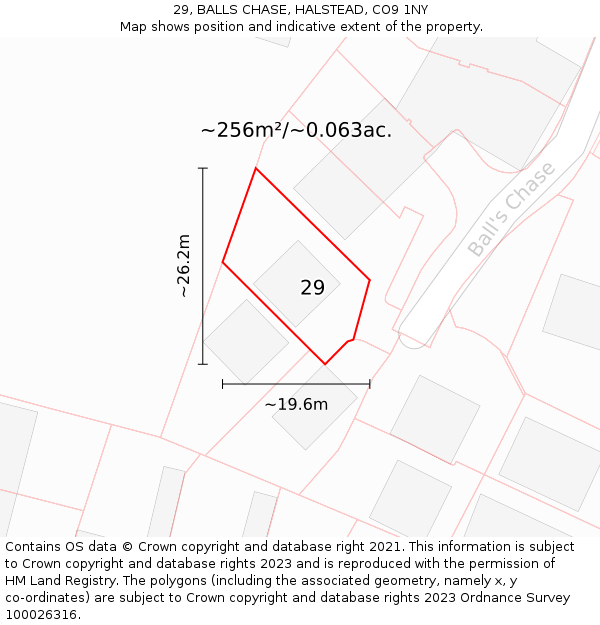 29, BALLS CHASE, HALSTEAD, CO9 1NY: Plot and title map