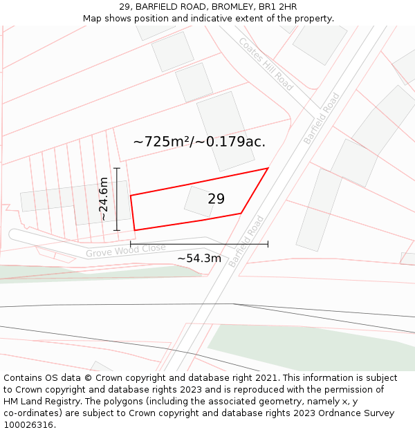29, BARFIELD ROAD, BROMLEY, BR1 2HR: Plot and title map